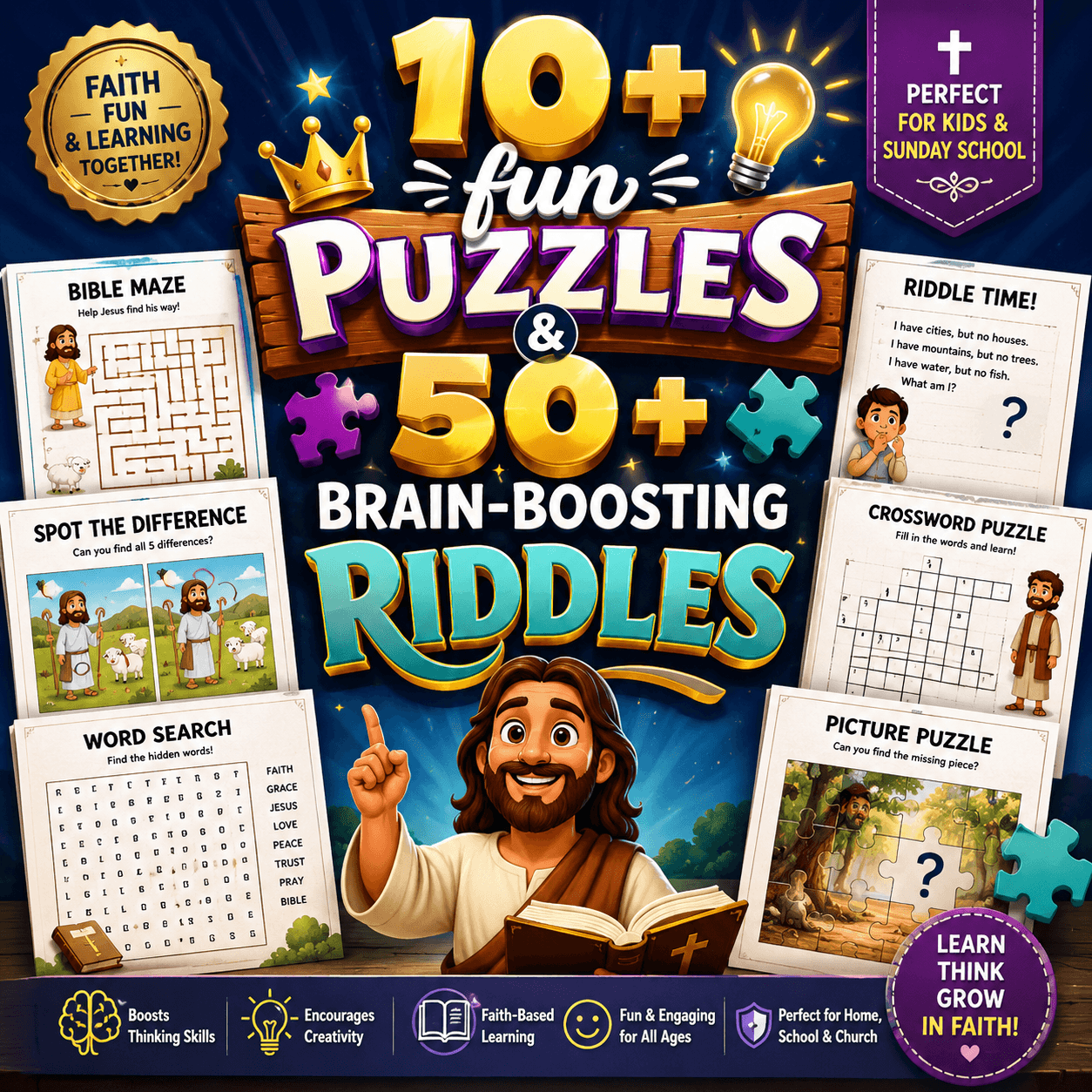 10+ fun puzzles & 50+ brain-boosting riddles
