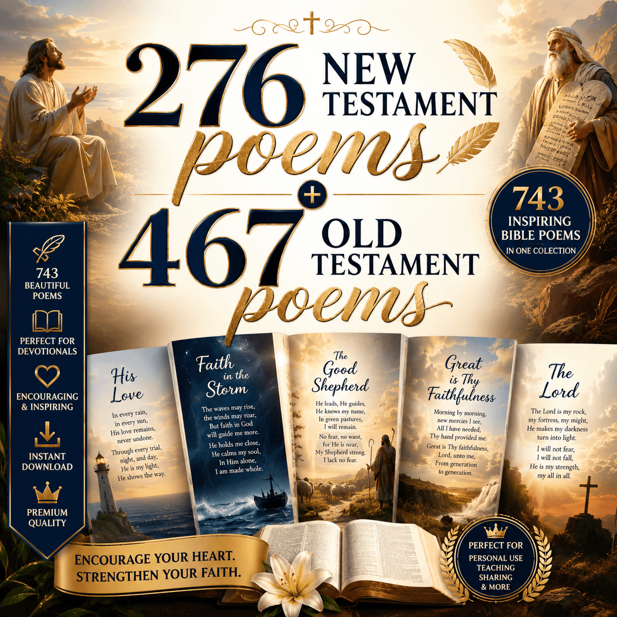 276 New Testament poems + 467 Old Testament poems